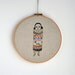 Layer Girl - mixed media embroidery wall hanging art - 8 inch