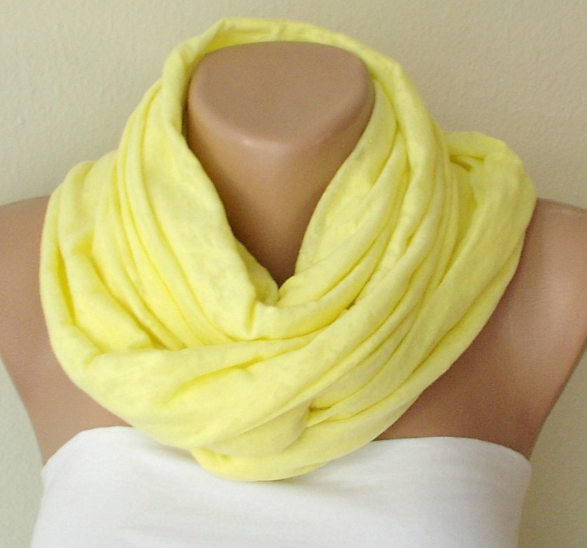 Cotton Scarf, Lemon Yellow Scarf, Jersey Scarf