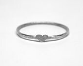 Recycled Forged Sterling Nugget Band Ring with Tiny Textured Heart