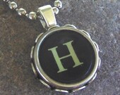 Necklace, Vintage Typewriter Key- Reclaimed/Recycled Vintage, Initial H - ALL LETTERS Available