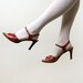 Vintage Stiletto Heels - Open Toe Rust Brown Sandals by Socialites - 7.5 Narrow N