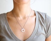 Minimalist Heart Necklace Fine Silver - Gunmetal Chain