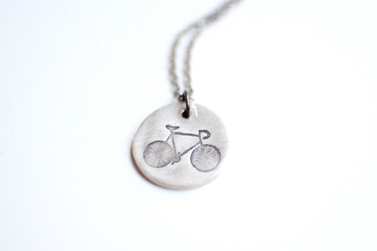 Minimalist Bike Necklace Fine Silver - Gunmetal Chain