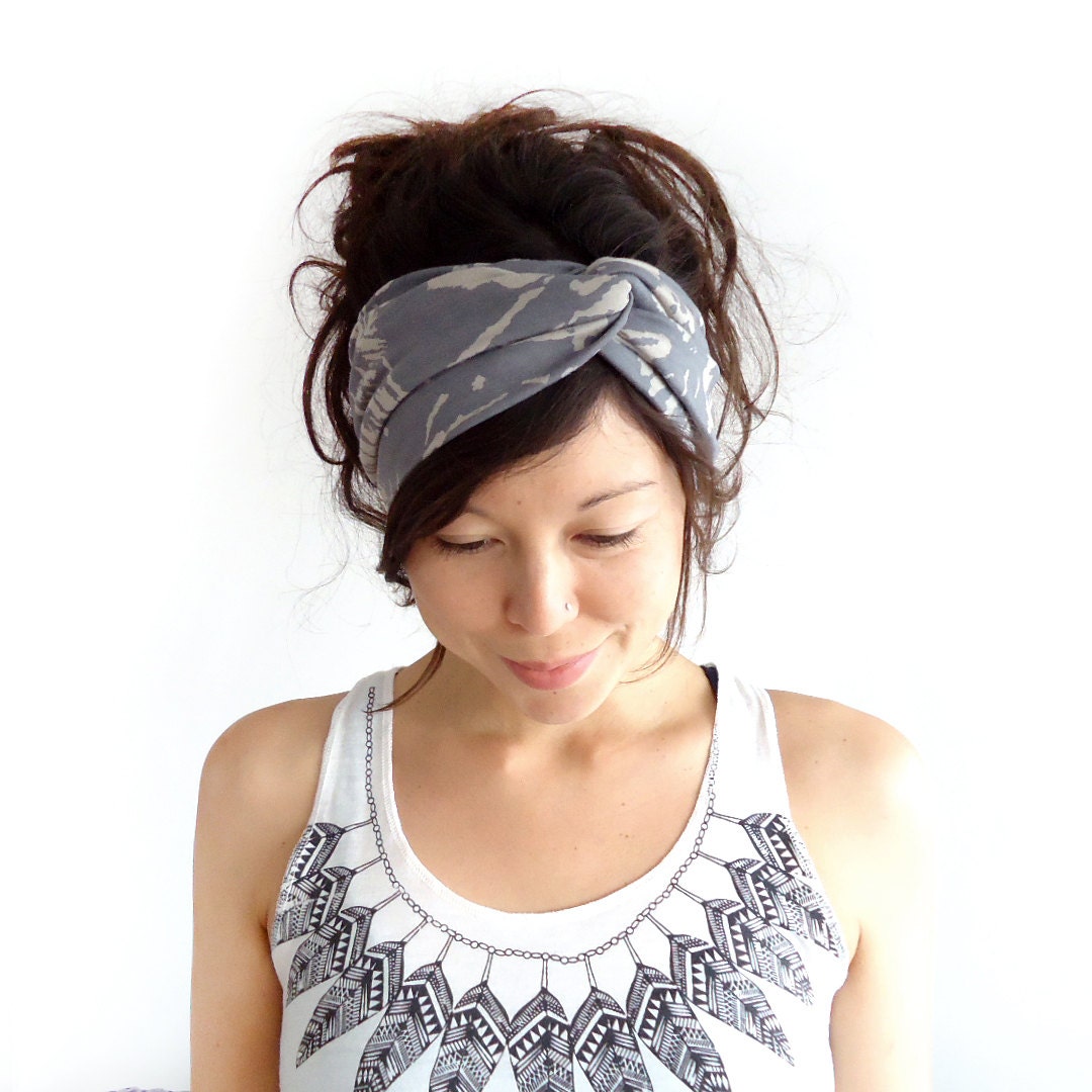 Turban Headband Grey Paint Splash