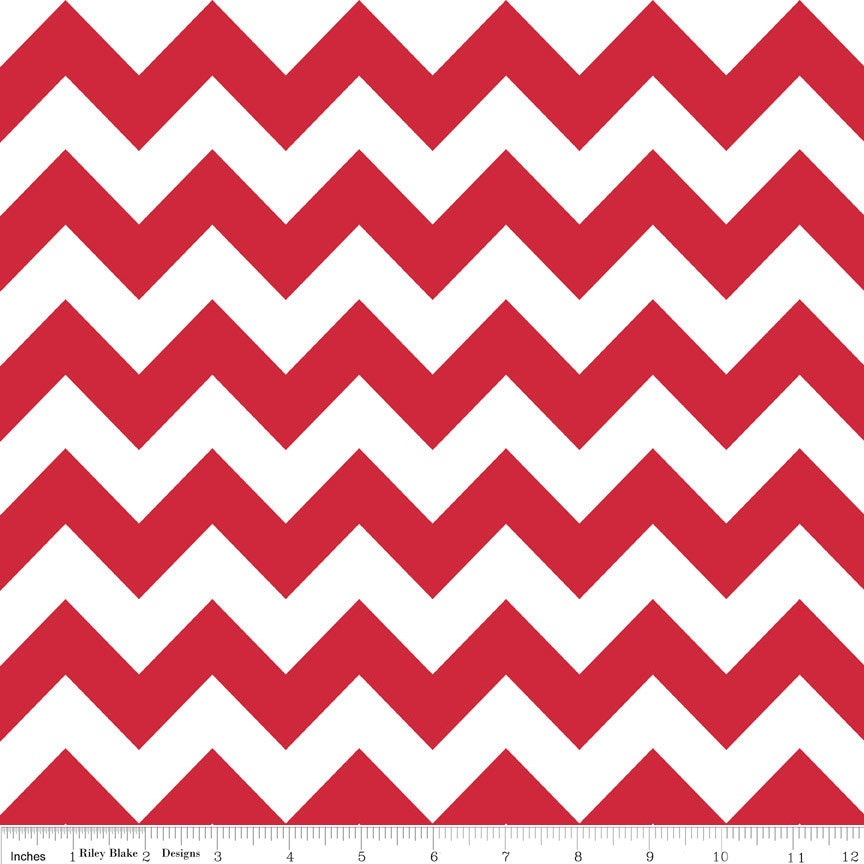 SALE Chevron SLICKER LAMINATED Fabric by Riley Blake, Medium Chevron in Red- 1 Yard or by the yard