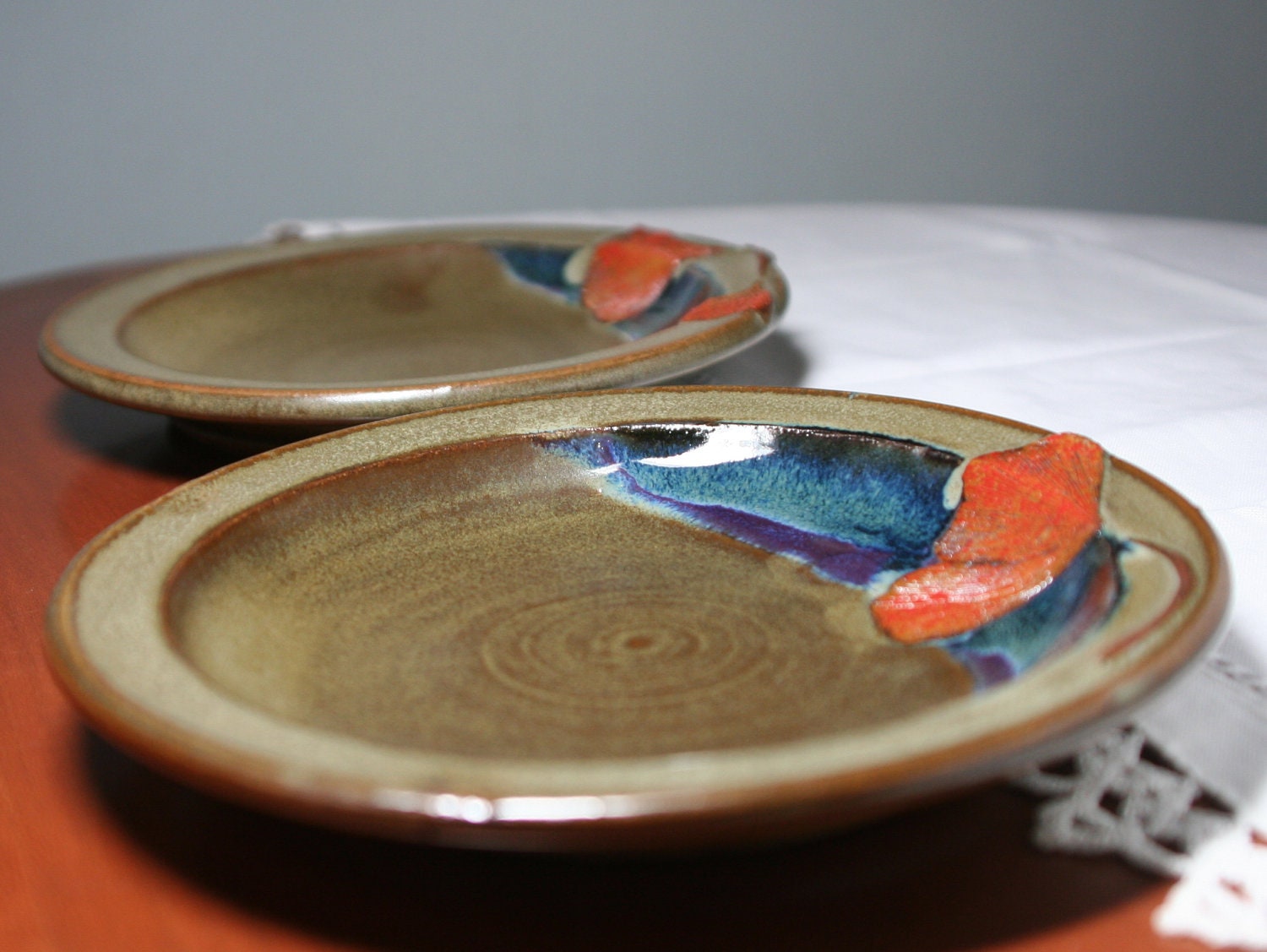 Salad Plates with Ginkgo Leaves - Set of Two