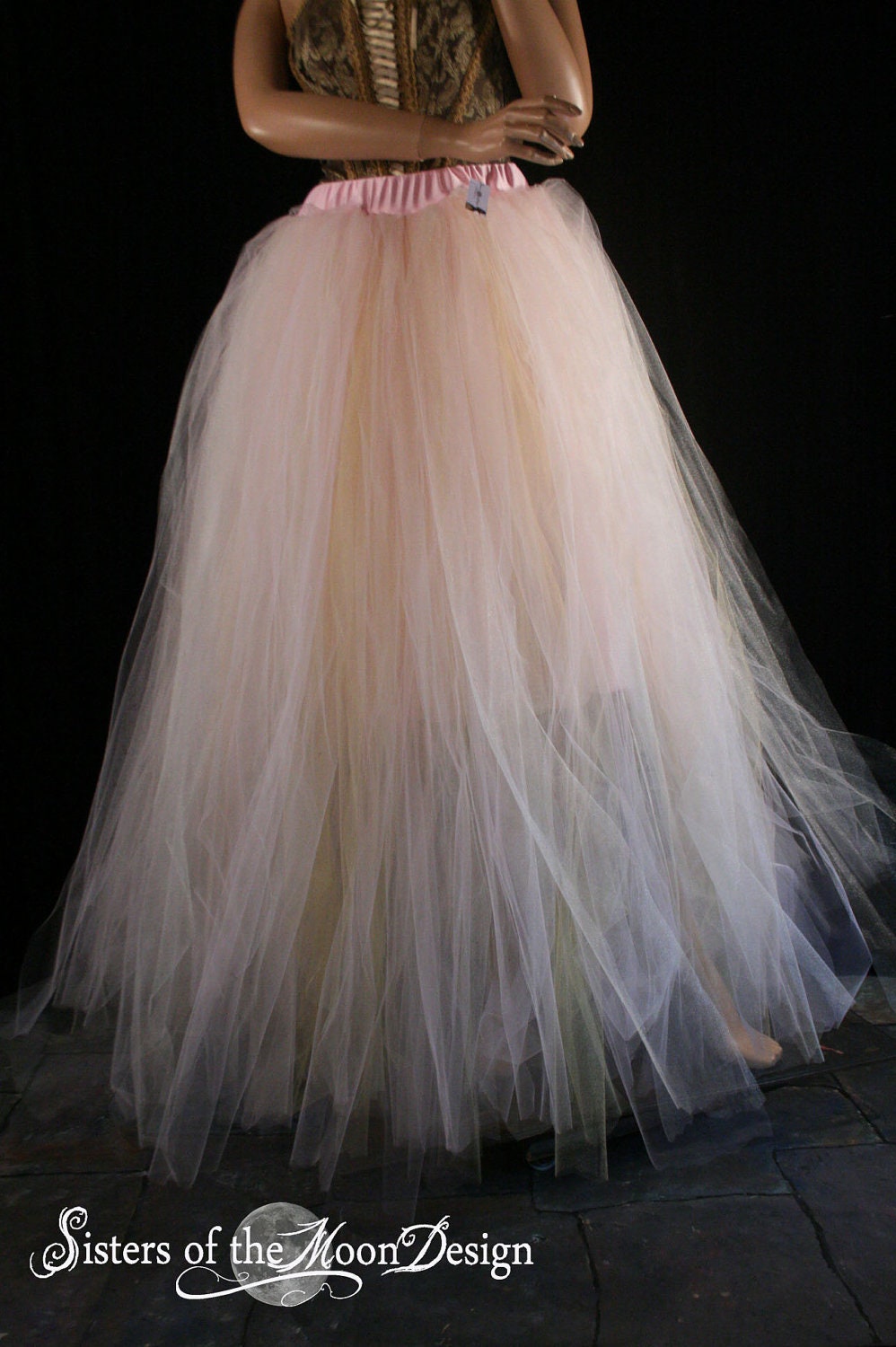 Streamer floor length adult tutu skirt formal Bridal wedding princess trashy dance prom carnival --You Choose Size -- Sisters of the Moon
