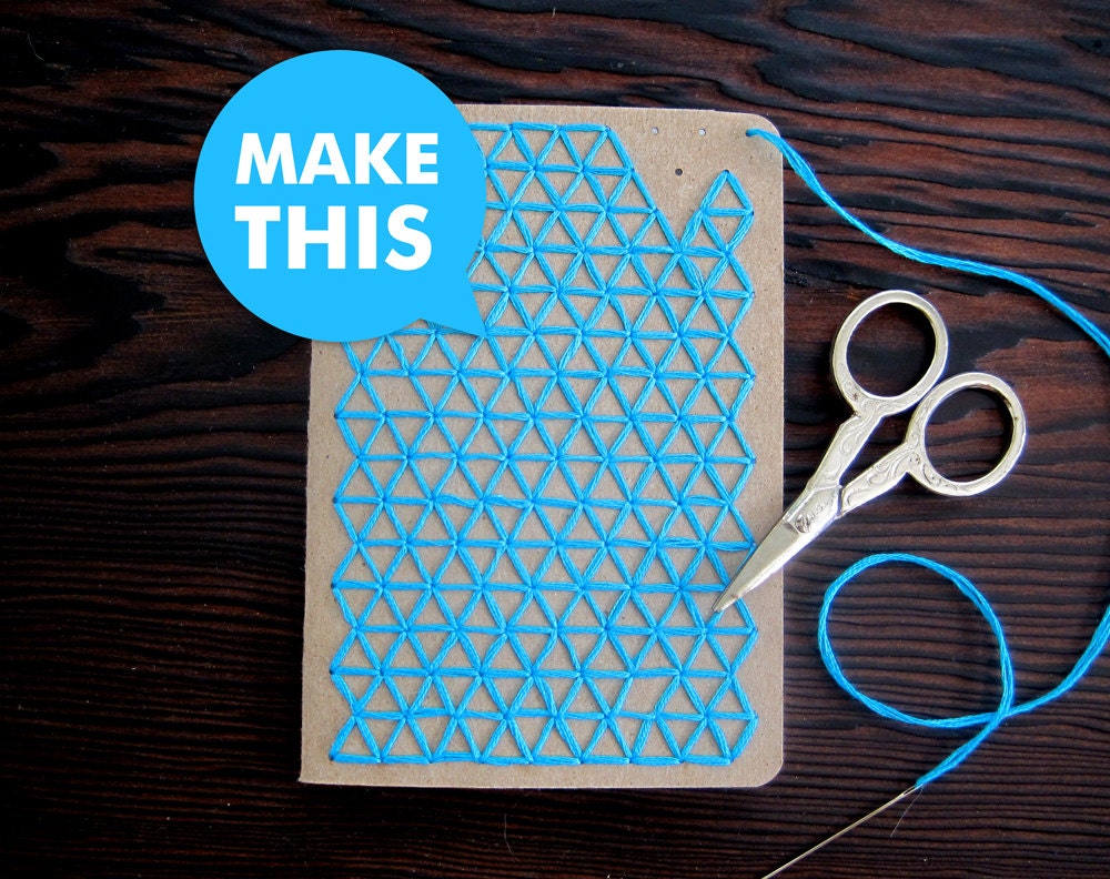 DIY Teal Embroidery Pocket Notebooks
