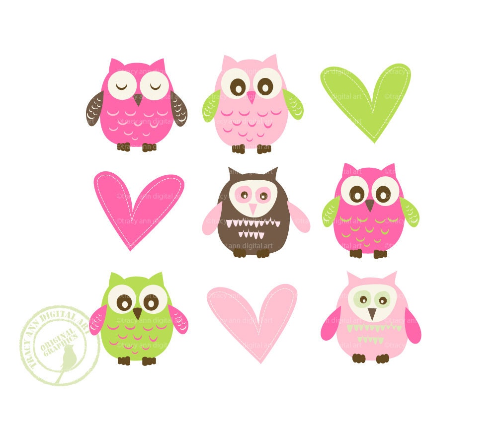 clip art pink owls by tracyanndigitalart - photo #4