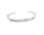 Longitude Latitude Bracelet Hand Stamped Cuff Personalized brass or aluminum Jewelry birthday wedding