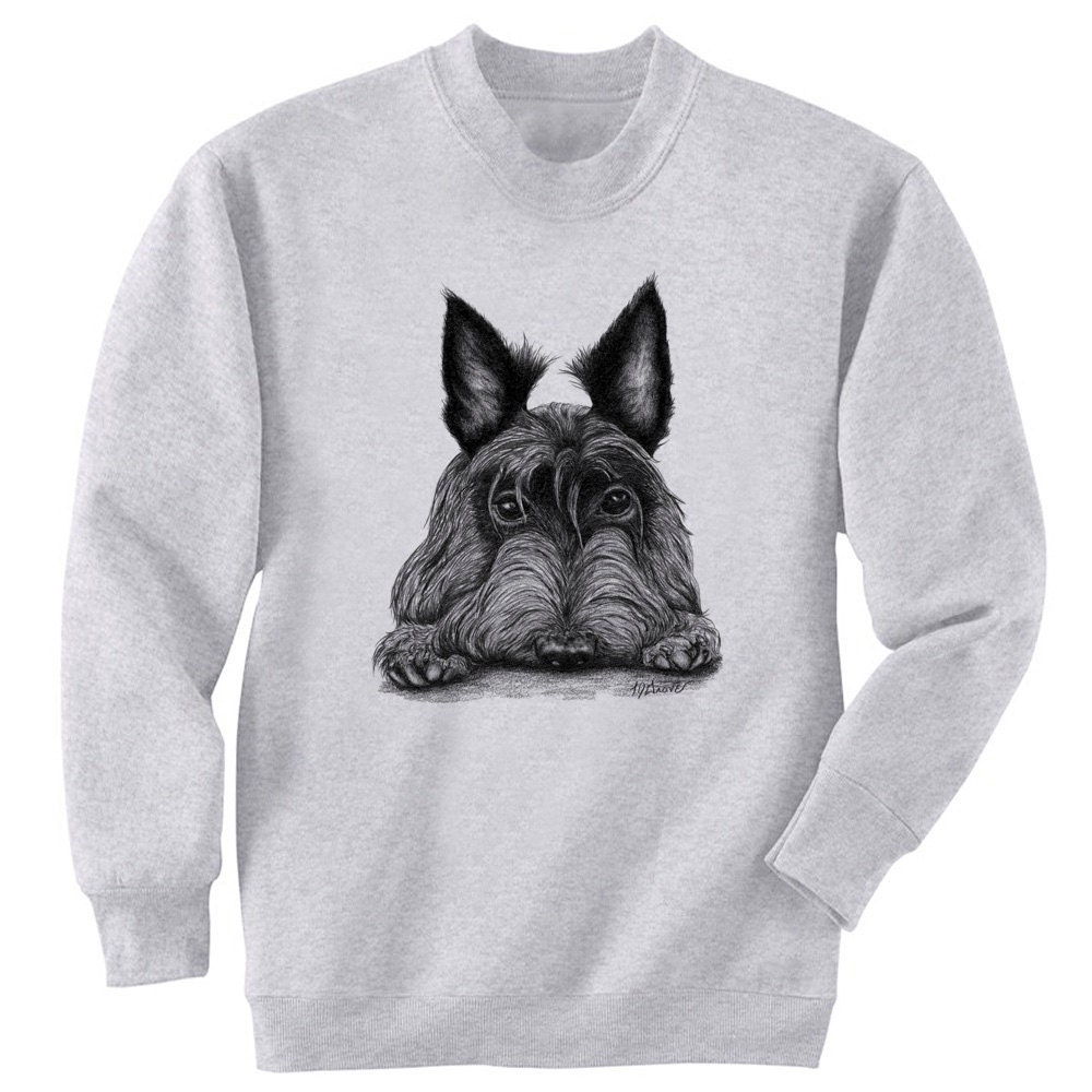 CLEARANCE SALE Scottie On Paws Scottish Terrier Dog Art Sweatshirt Ultra Cotton Ash Gray Size XL Only