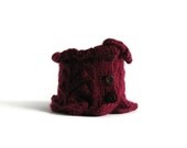 Lace High Neck Collar Knitted in Cherry Red Wool