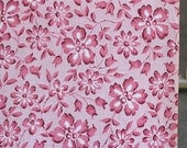 4 1/4 yards vintage 50s fabric - pink floral cotton fabric