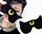 Luna or Artemis Sailor Moon Inspired Sleepmask - Black White Cat Sleep Mask