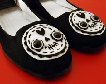 Day of the Dead Shoes - Sugar Skull Mary Janes - Size 10