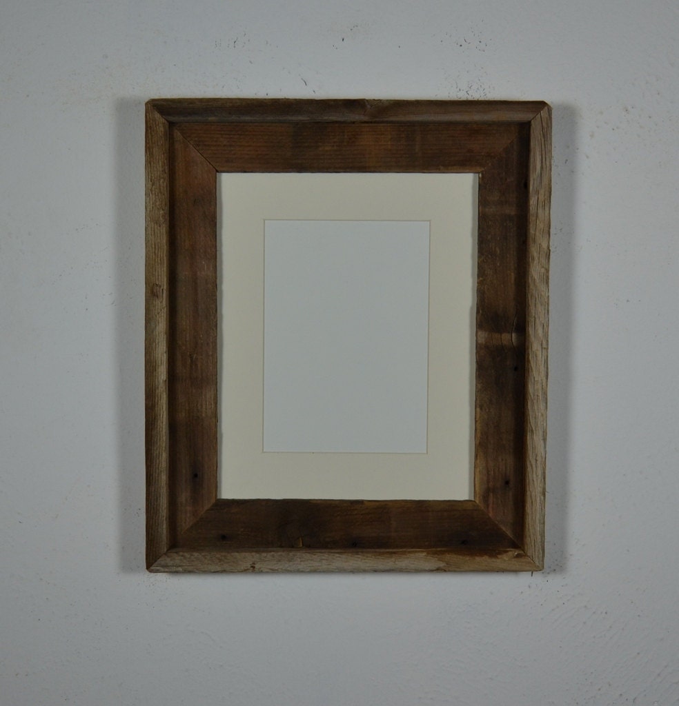 8x10 reclaimed barnwood photo frame white 5x7 mat tons of character