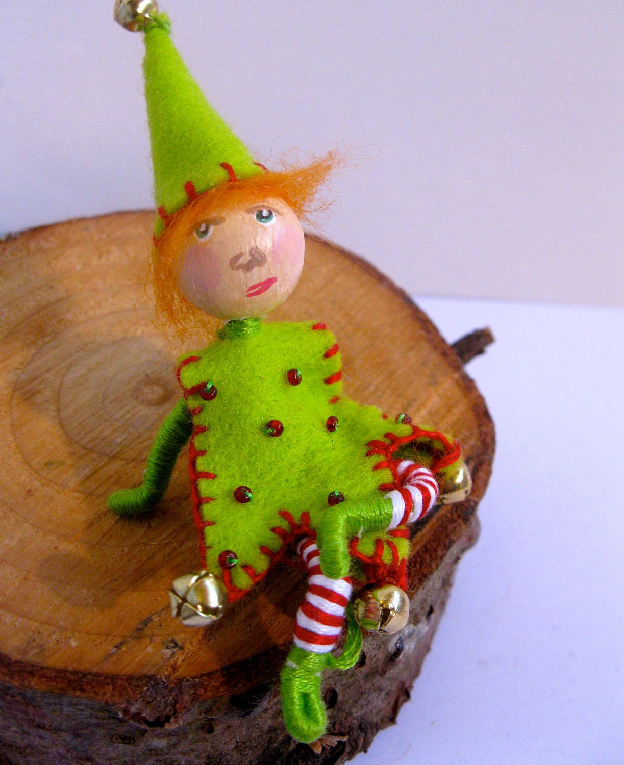 Christmas Elf Doll Poseable Minature Ornament