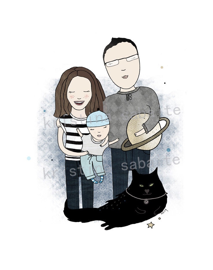 Custom Portrait. Print. Illustration.