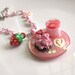 Reserved Pink Strawberry desserts with White chocolate cookie. Sweet desserts Food Miniature Pink glittery pendant Necklace