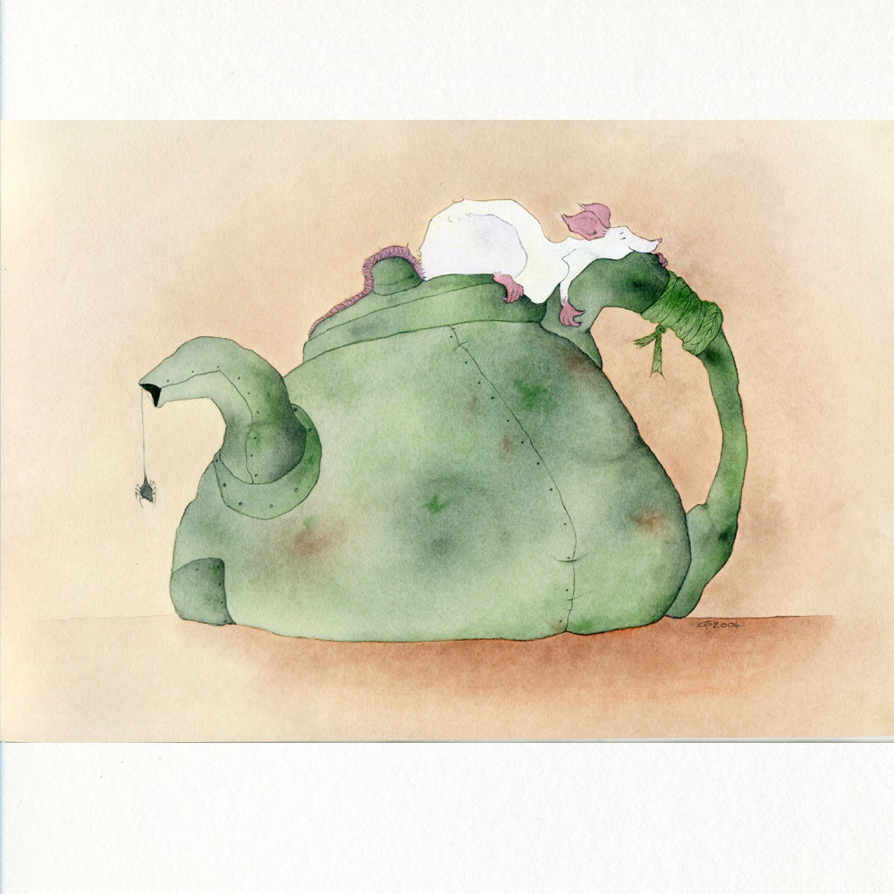 Teatime Nap, original artwork by Gretel Parker