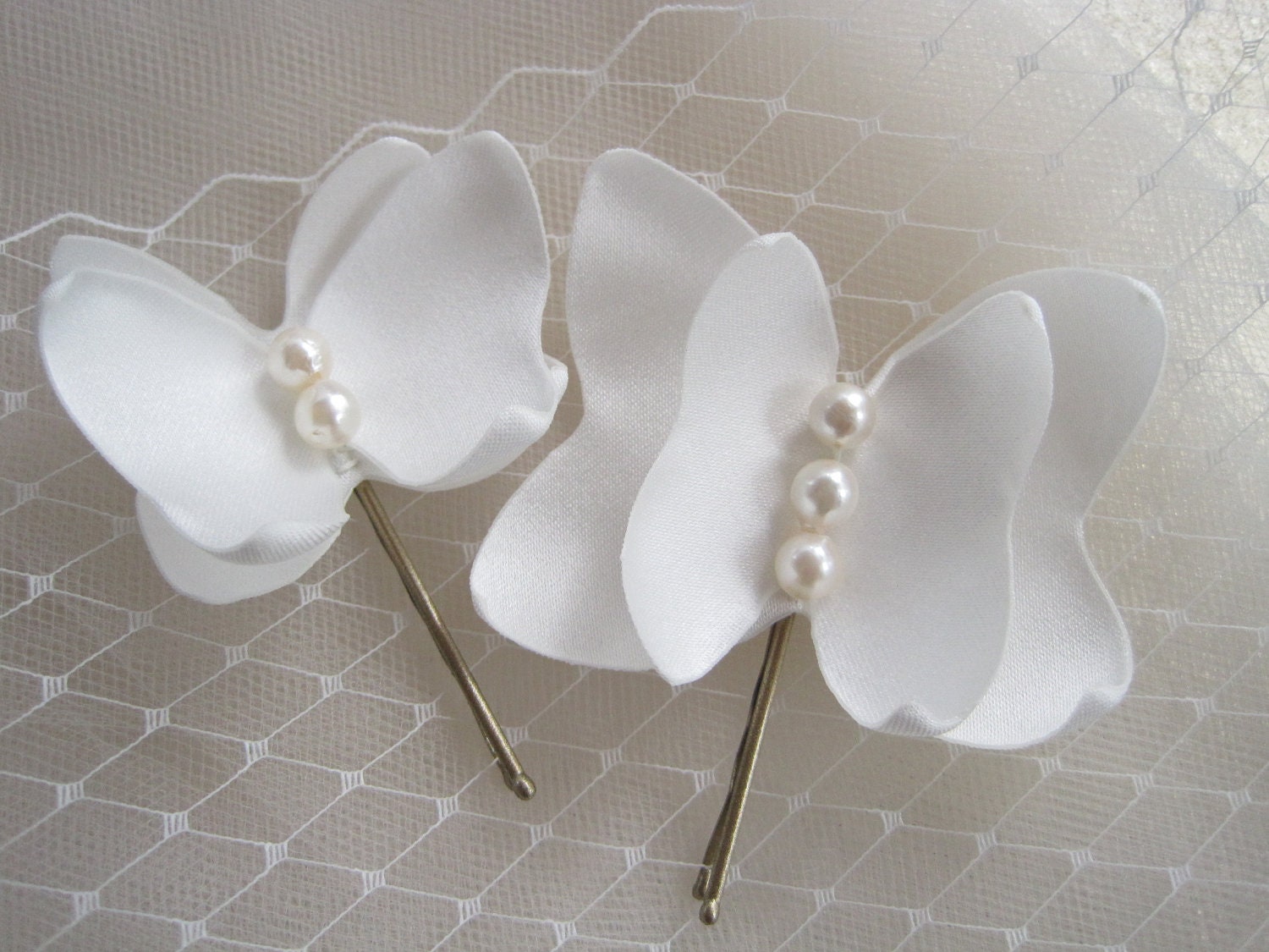 bridal hairpins -  custom set of 2 bobbypins - Made To Order - BUTTERFLIES