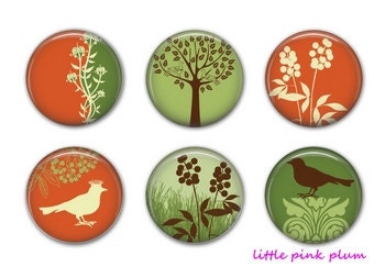 NATURE Magnets (M003) - Set of Six - 1.25 inches