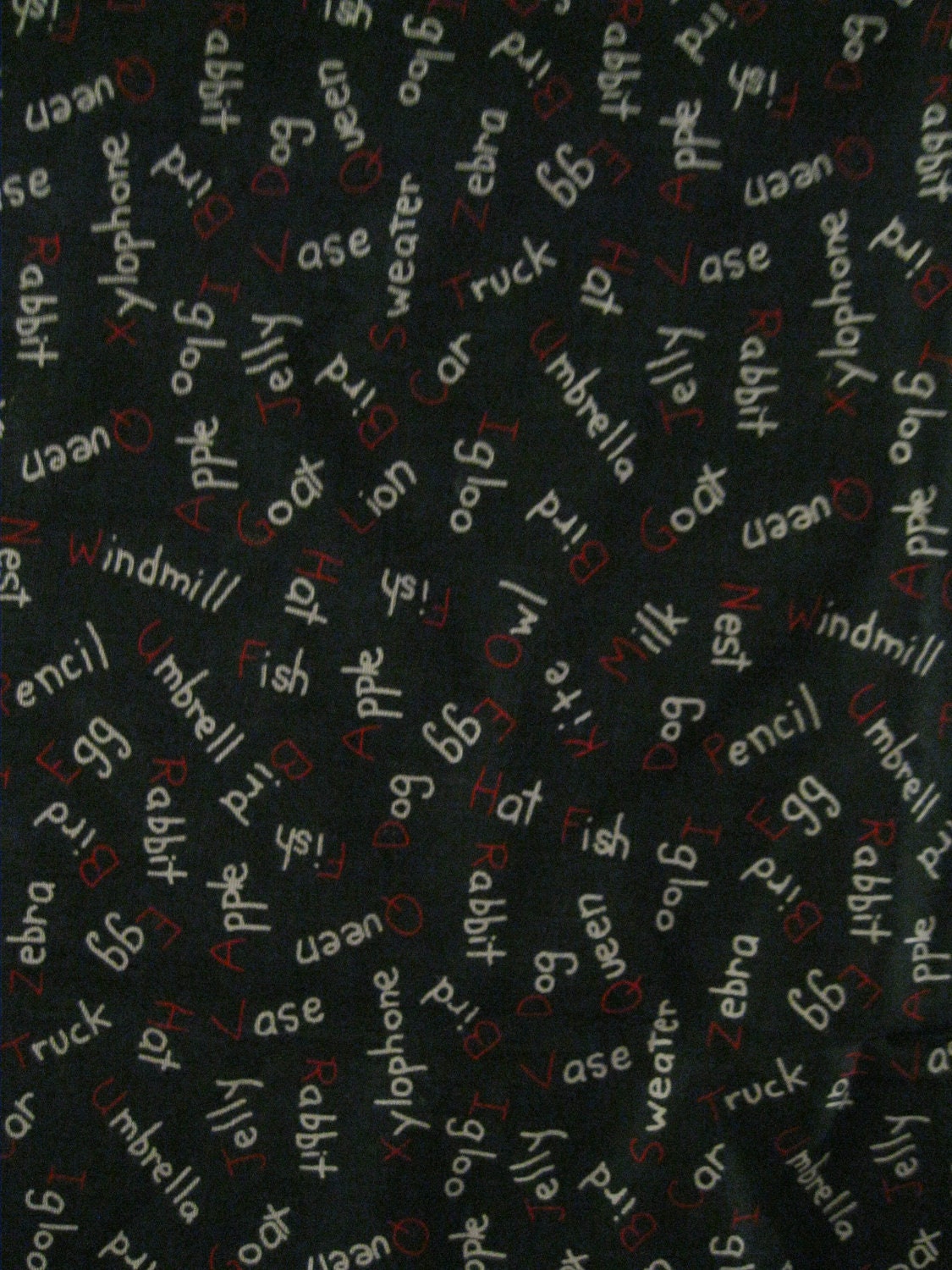ABCs Spelling Words Fabric - Half (1/2) Yard - Destash One of a Kind - FREE US SHIPPING
