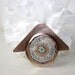 Brushed Brass Brooch with Lace and Hand Embroidery