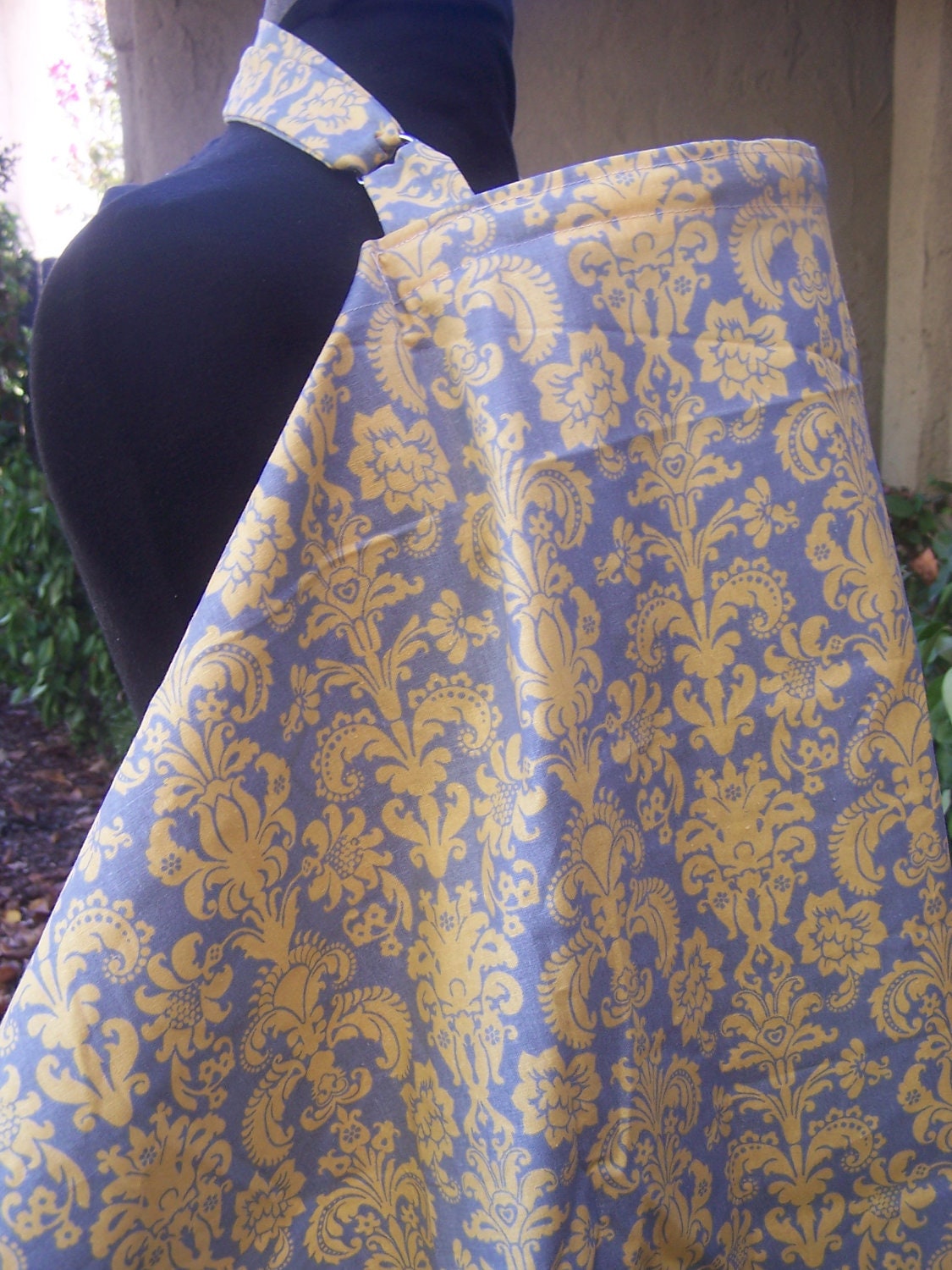 Nursing Cover - Yellow and Gray Damask