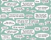 1/2 yard - Word Bubbles, Don't Let the Pigeon Drive the Bus by Mo Willems, Organic Cotton, Cloud9 Fabrics