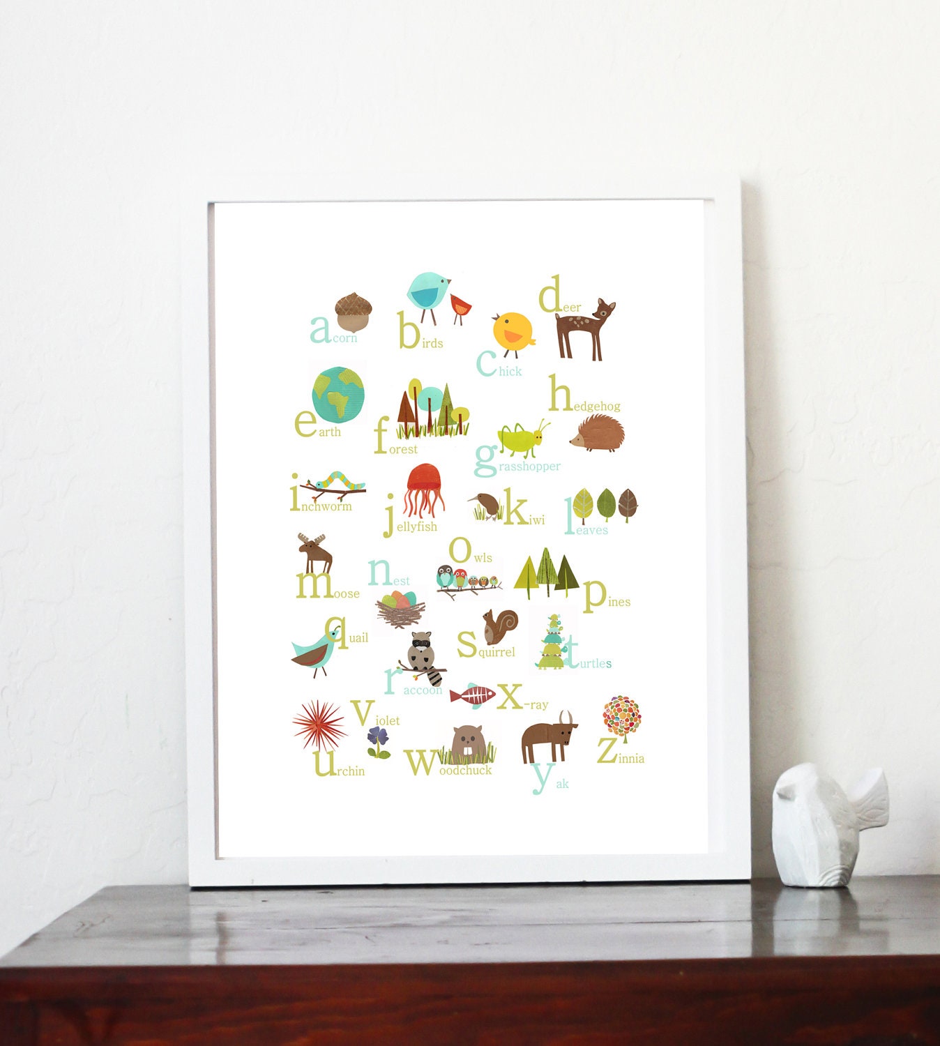 Nature Themed Gender Neutral Alphabet 11x14 Poster