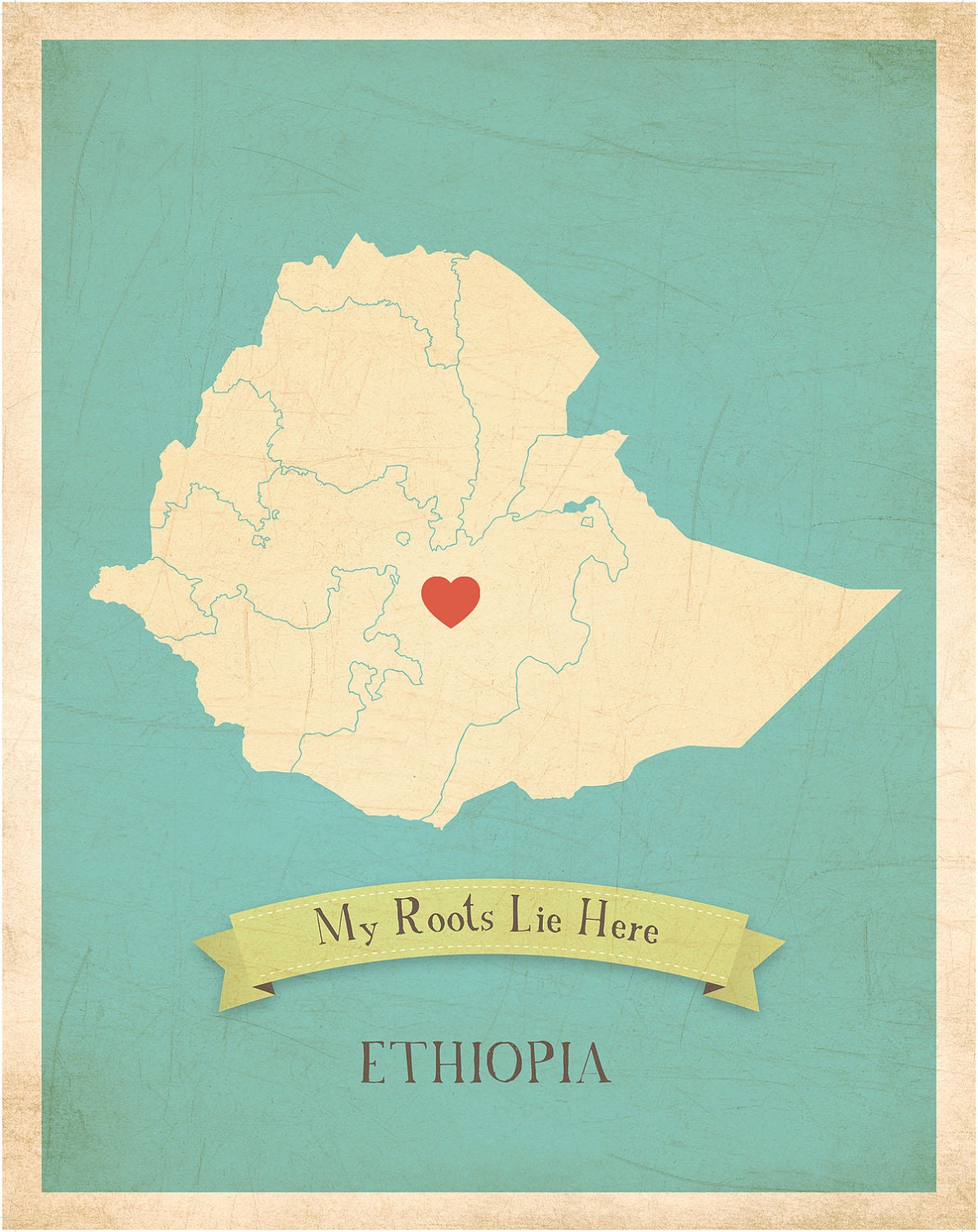 Choose Your Country Personalized Vintage Map Wall Art 11x14