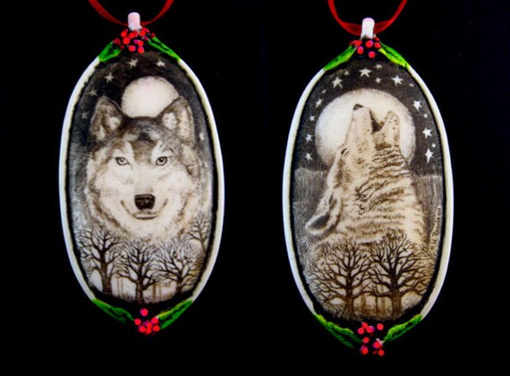 wolf christmas tree holiday ornament with by wolf christmas tree holiday ornament with by