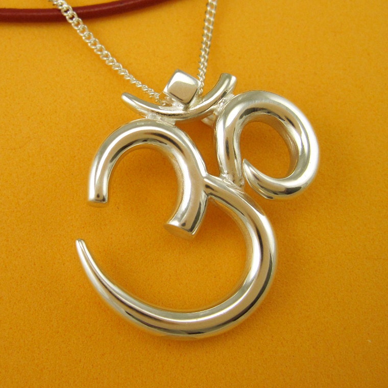 Aum Om Silver Necklace, Om Wirework Pendant with Chain - OM Adornment Jewelry Collection