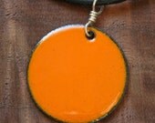 Jewelry Copper Enamel necklace Pumpkin Orange disc