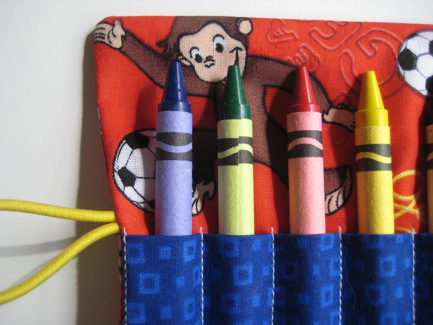Crayon Roll Curious George Monkey Sports Theme  Includes 8 Crayons