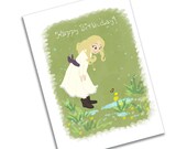 Happy Birthday Card- Girl and Butterfly