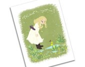 Thank You Card- Girl and Butterfly