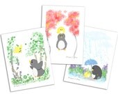 Art Print Set of 3 (Penguin & Peep) 8.5 x 11 Spring