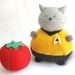 Star Trek Captain Kirk Inspired Cat Pincushion cute felt kitty cat collectable or gift for animal lover...MADE-TO-ORDER