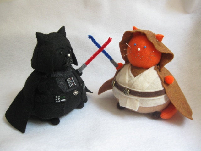 Star Wars Obi Wan Kenobi Inspired Cat Pincushion cute felt kitty cat collectable or gift for animal lover...MADE-TO-ORDER