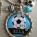 Soccer Necklace, Team Colors with Personalized Name and Number Bottle Cap Necklace  - Club, All Star, Team Party
