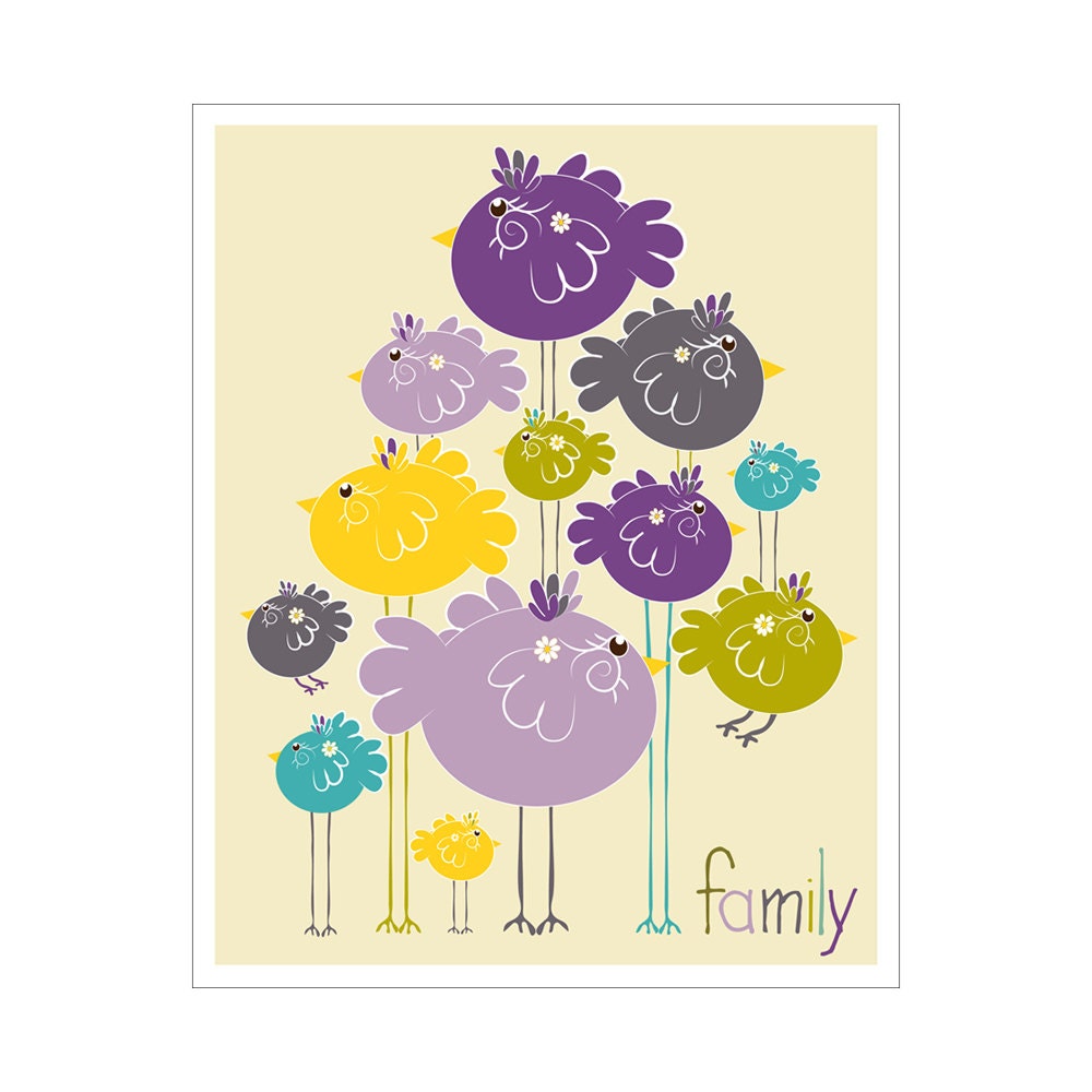 Children's Wall Art / Nursery Decor Family 8x10 inch print by Finny and Zook