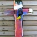 FUSED GLASS Art CROSS, Wall Hanging, Colorful and Modern Large Ooak Glass Sculpture