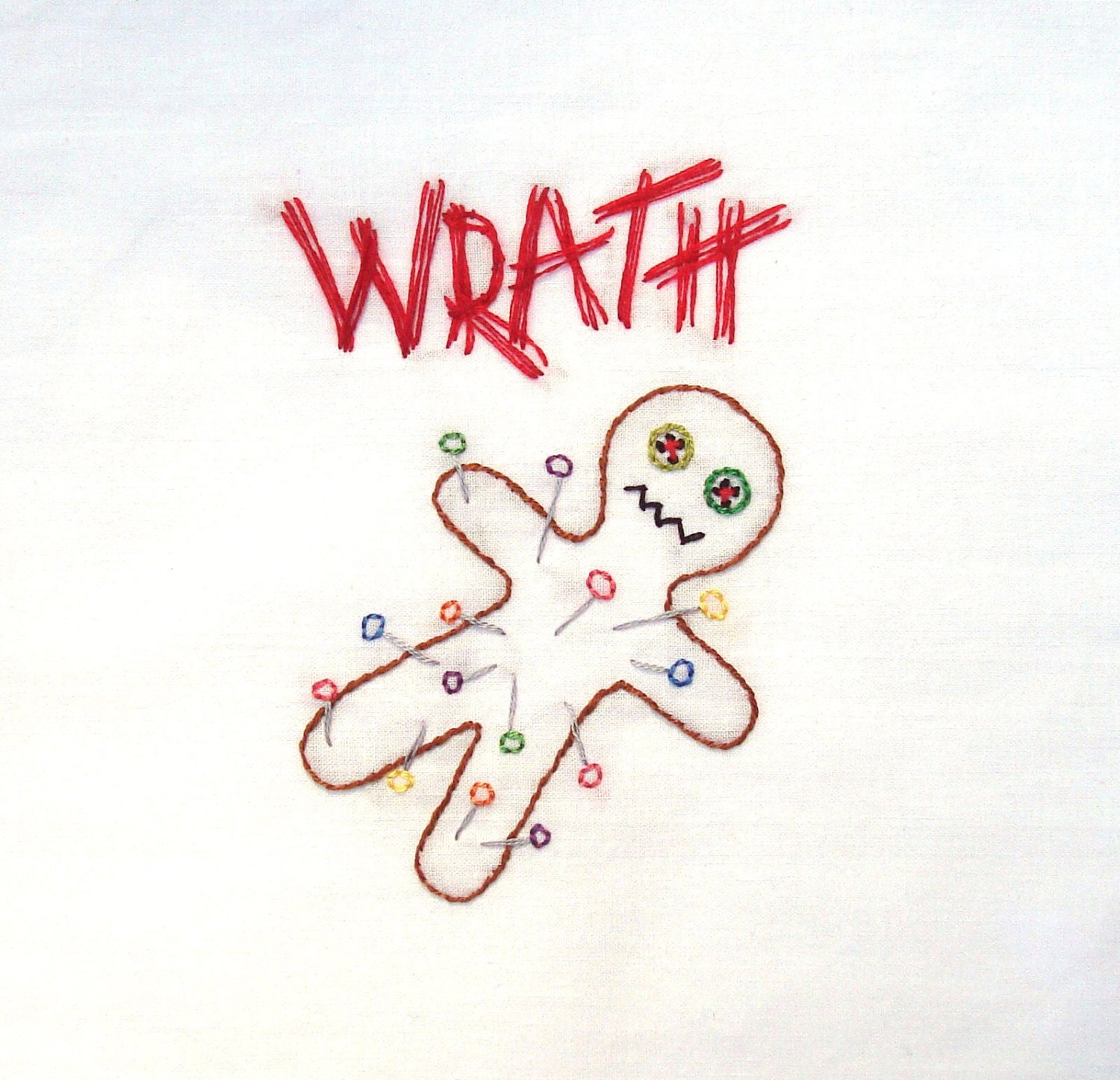 Wrath Voodoo Doll Hand Embroidery Pattern PDF: Seven Deadly Sins Collection
