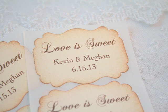 Love Is Sweet Stickers Personalized Wedding Stickers Favor Seals Name and Date
