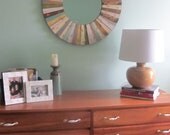 Mid Century modern walnut wood dresser - painted handles SALE