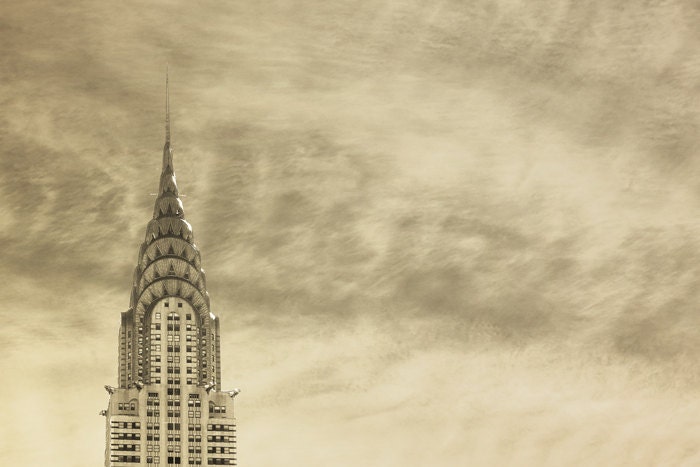 New York City photography Manhattan photo Gotham City NYC Chrysler building art deco big apple sepia neutral architecture