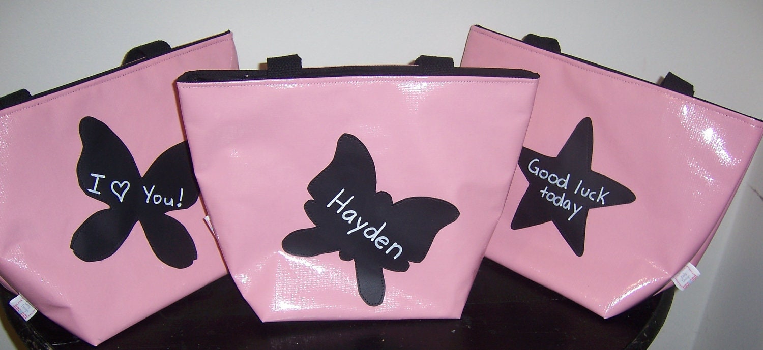 Custom Oil cloth lunch bag/tote fully lined and insulated PERSONALIZED