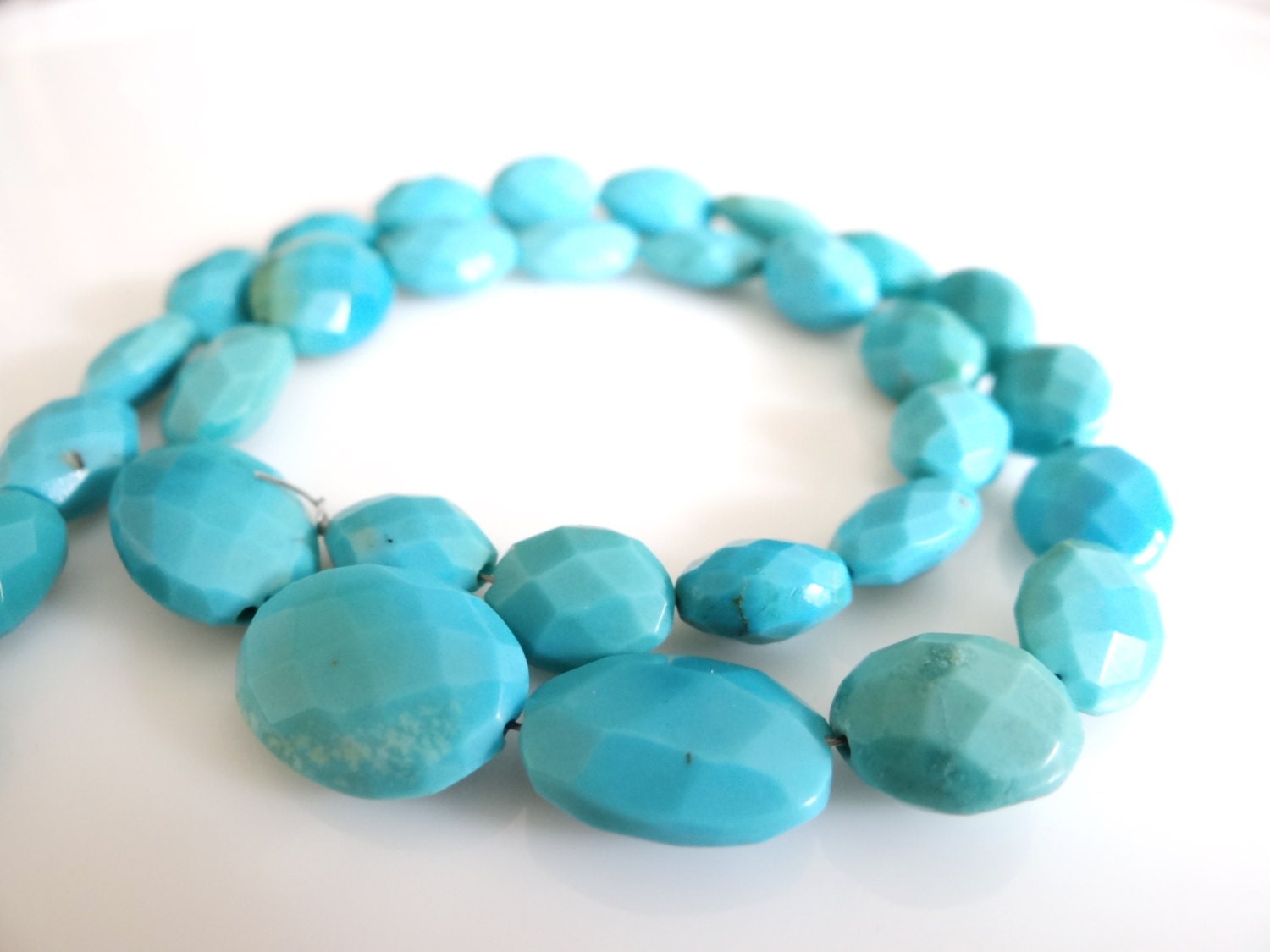 1/2 Strand---Superb Genuine Sleeping Beauty Turquoise faceted Nuggets